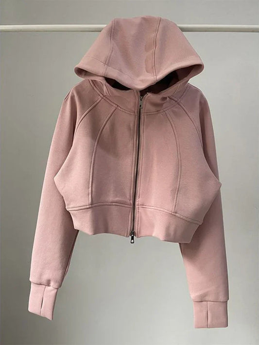 One Body Essential Cropped Zip Hoodie