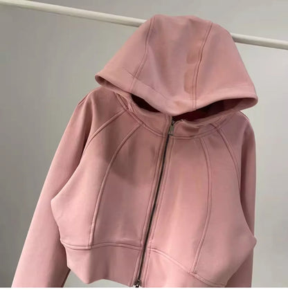 One Body Essential Cropped Zip Hoodie